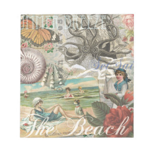 summer beach vintage octopus antique sailing notepad