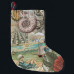 summer beach vintage octopus antique sailing small christmas stocking<br><div class="desc">This summer beach retro image includes lots of antique summer Victoriana,  taken from old postcards and antique books. This summer on the beach product shows beautiful Victorian bathing beauties,  sea shells,  an octopus,  a sailor boy,  and is decorated with old fashioned roses.</div>