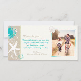 Summer Beach Wedding Celebration Photo Thank You Card