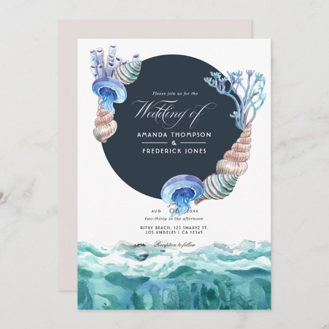 Summer Beach Wedding Invitation (Front/Back)