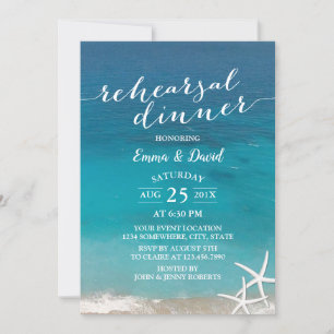 Summer Beach Wedding Starfish Rehearsal Dinner Invitation
