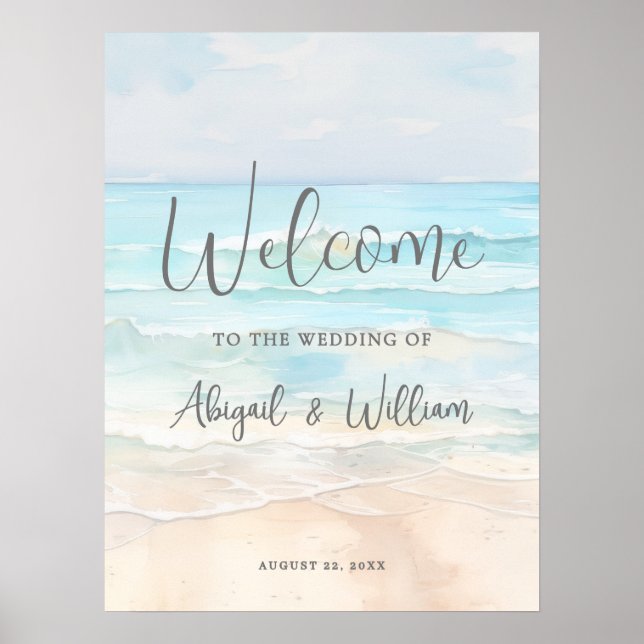 Summer Beach Wedding Welcome Sign (Front)