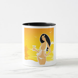 Summer Beach Woman Tropical Sunset Mug