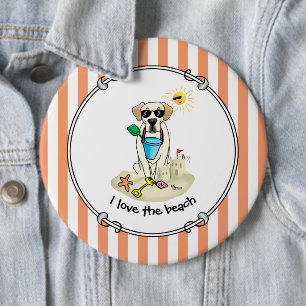 Summer Beach Yellow Lab Labrador Retriever Dog 6 Cm Round Badge