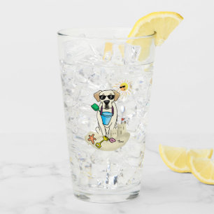 Summer Beach Yellow Lab Labrador Retriever Dog Glass