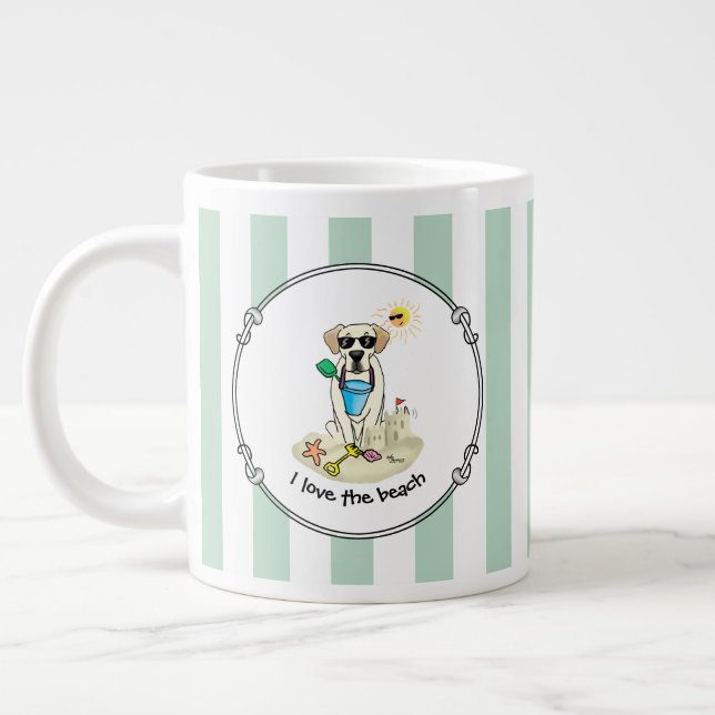 Summer Beach Yellow Lab Labrador Retriever Dog Large Coffee Mug (Left)