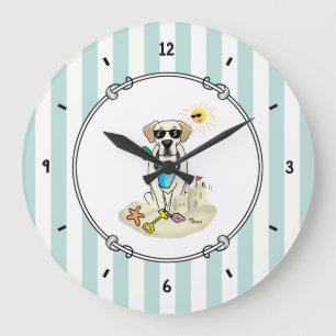 Summer Beach Yellow Labrador Retriever - Cute dog Large Clock