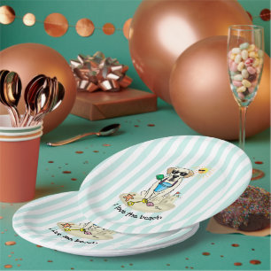 Summer Beach Yellow Labrador Retriever - Cute dog Paper Plate