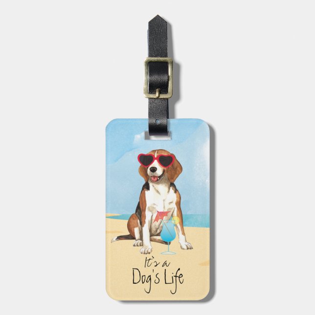 Summer Beagle Luggage Tag (Front Vertical)