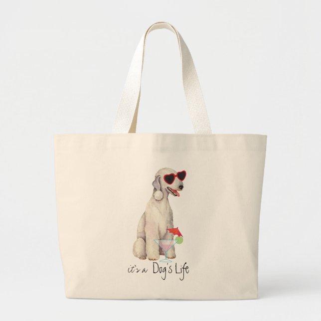 Summer Bedlington Terrier Large Tote Bag (Front)