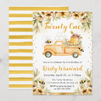 Summer Bee Truck & Sunflowers 21st Birthday
