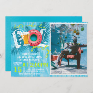 Summer beer Pool Party Photo Birthday Invitation