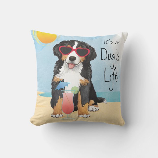Summer Bernese Mountain Dog Cushion (Front)