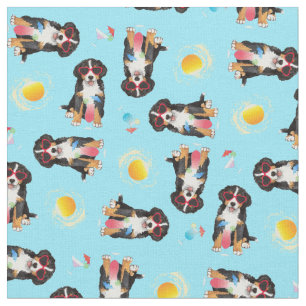 Summer Bernese Mountain Dog Fabric