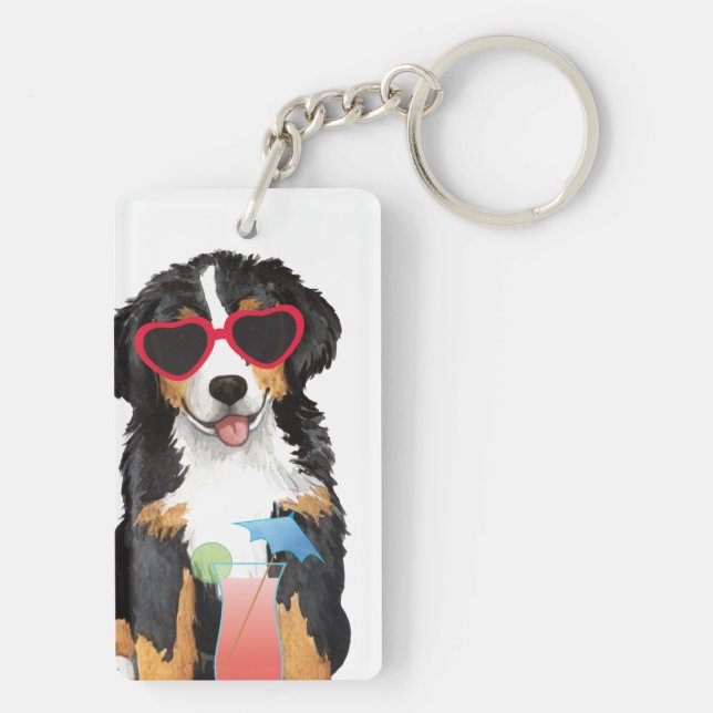 Summer Bernese Mountain Dog Key Ring (Back)