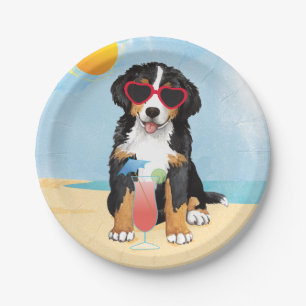 Summer Bernese Mountain Dog Paper Plate