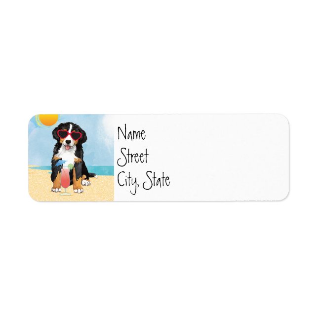 Summer Bernese Mountain Dog Return Address Label (Front)