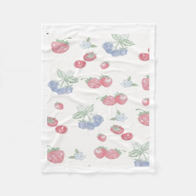 Summer Berries Cute Fruit Sticker  Fleece Blanket (Front)