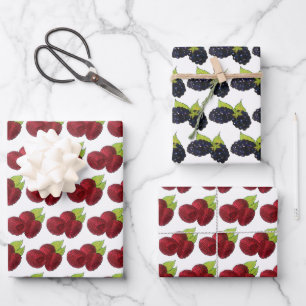 Summer Berries Raspberry Blackberry Berry Fruit Wrapping Paper Sheet