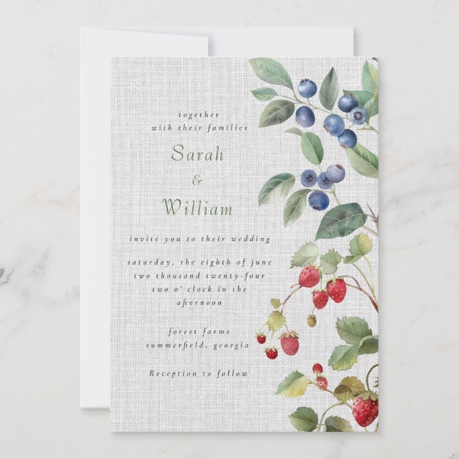 Summer berries Wedding Invitation (Front)