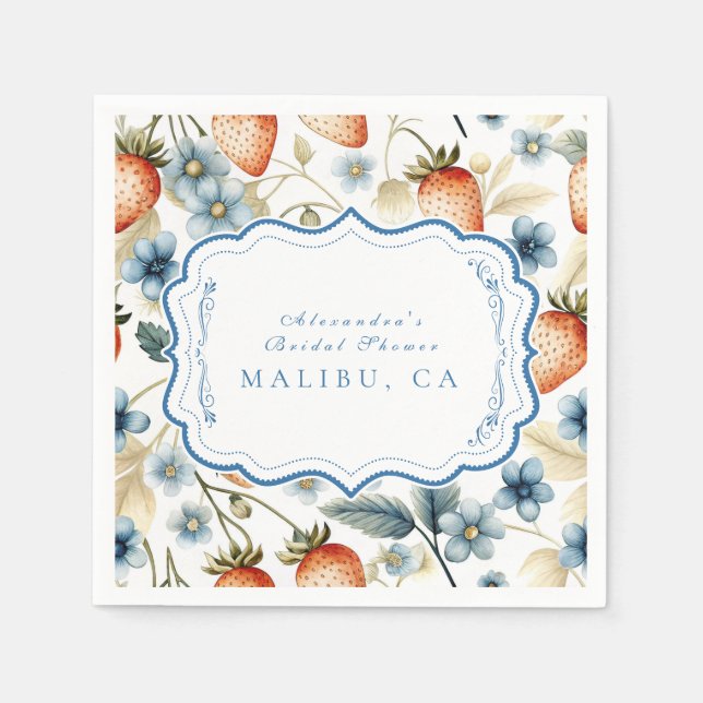 Summer Berry Love Bridal Shower Napkin (Front)