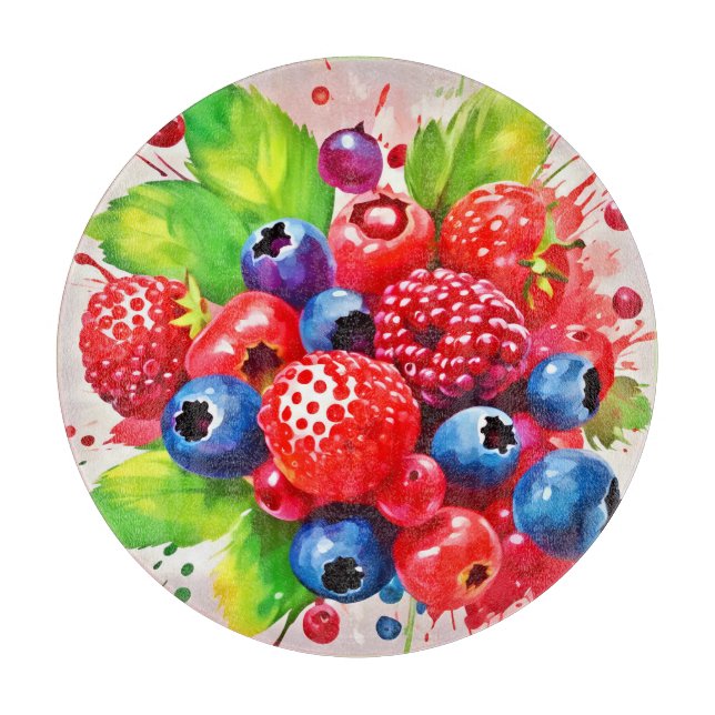 Summer Berry Splash Design Cutting Board (Front)