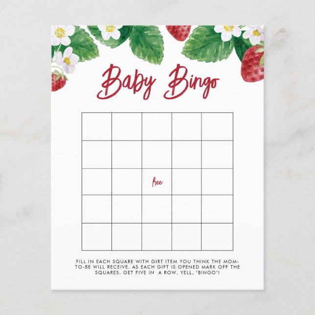 Summer Berry Sweet Baby Bingo Shower Game (Front)