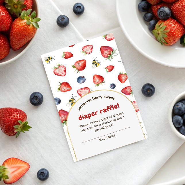 Summer Berry Sweet Baby Shower Diaper Raffle Enclosure Card (Summer Berry Sweet Baby Shower Diaper Raffle Enclosure Card)