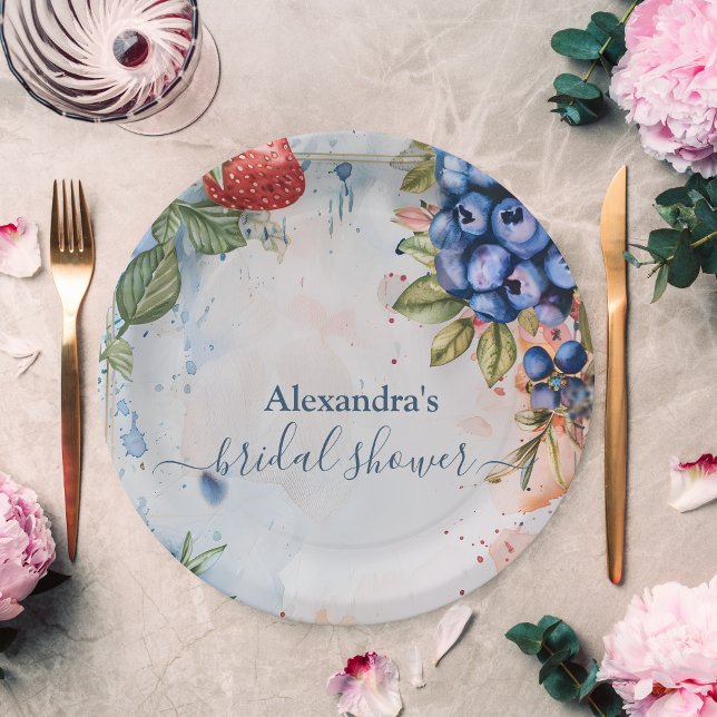 Summer Berry Sweet Strawberry Bridal Shower  Paper Plate (Creator Uploaded)