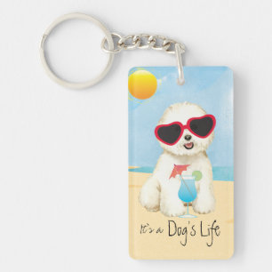 Summer Bichon Frise Key Ring