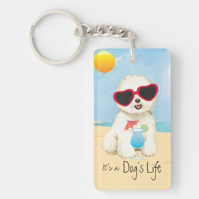 Summer Bichon Frise Key Ring (Front)