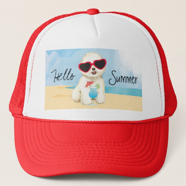 Summer Bichon Frise Trucker Hat (Front)