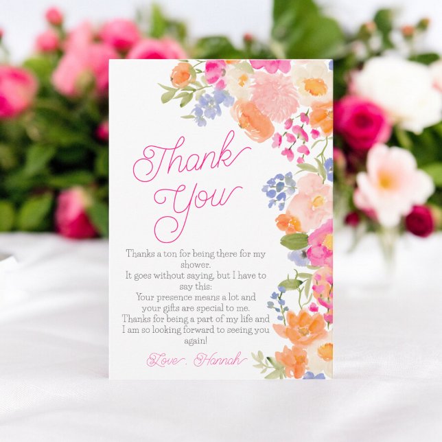 Summer bight pretty wildflowers bridal shower thank you card (Summer bight pretty wildflowers bridal shower thank you card)