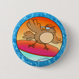 Summer Bird Surfer 6 Cm Round Badge