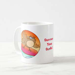 Summer Bird Surfer Coffee Mug