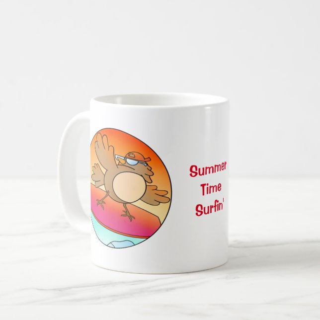 Summer Bird Surfer Coffee Mug (Front Left)