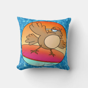 Summer Bird Surfer Cushion