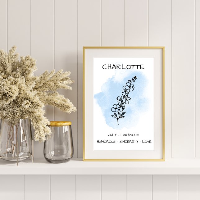 Summer Birth Flower July Blue Larkspur Delphinium  Poster (Creator Uploaded)