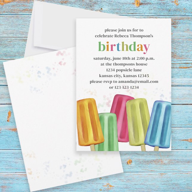 Summer Birthday Cute Popsicles Custom Invitation (Creator Uploaded)
