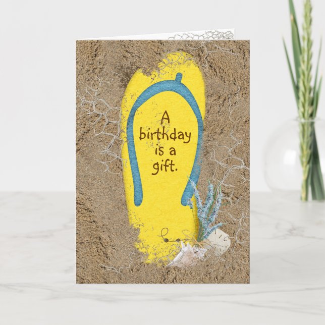 Summer Birthday Flip-Flop  Card (Front)