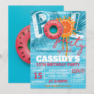 Summer Birthday Pool Party Invitation