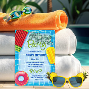 Summer Birthday Pool Party Invitation