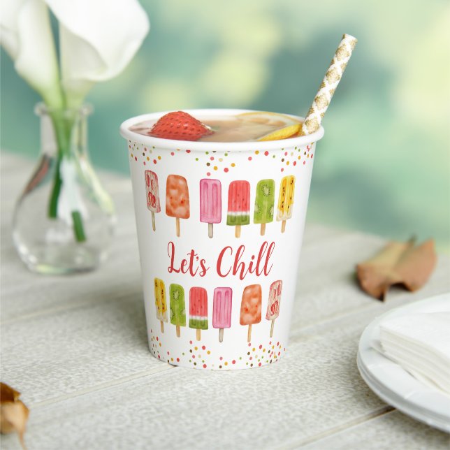 Summer Birthday Popsicle ice cream Birthday party Paper Cups (Insitu)