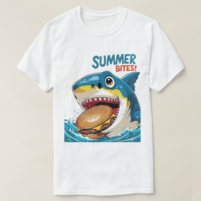 Summer Bites – Shark Blue T-Shirt (Design Front)