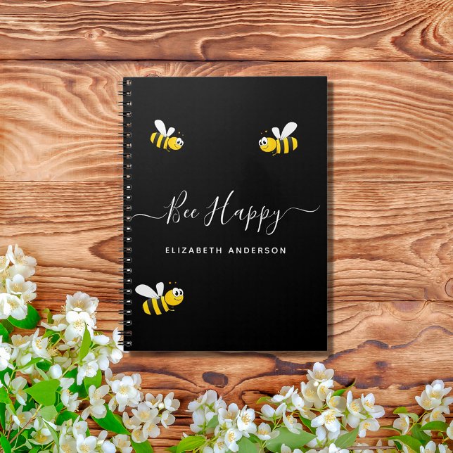 Summer black custom name bees college ruled notebook (Creator Uploaded)
