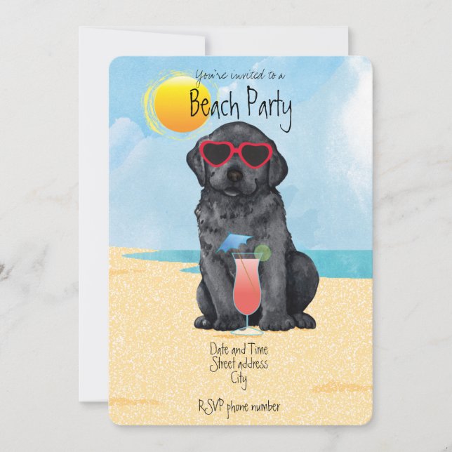 Summer Black Lab Beach Party Invitation (Front)