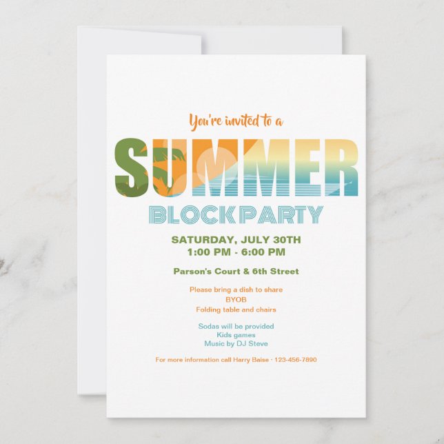Summer Block Party Invitation (Front)