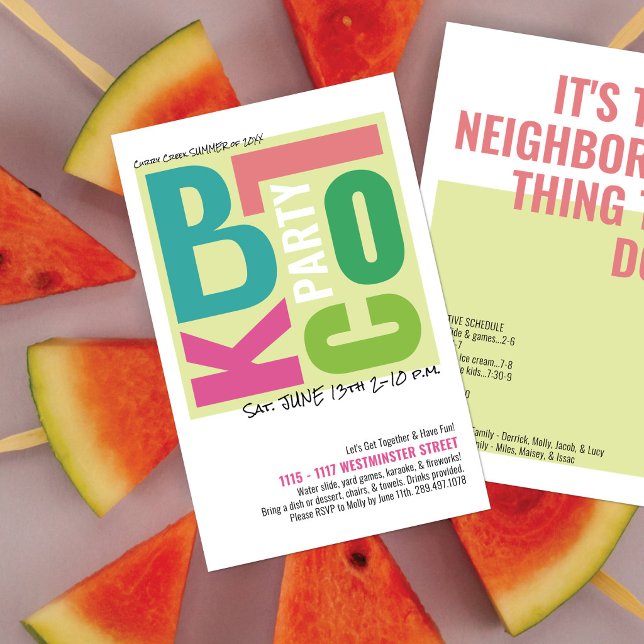 Summer Block Party Retro Type Neighbourhood Event Flyer (Creator Uploaded)