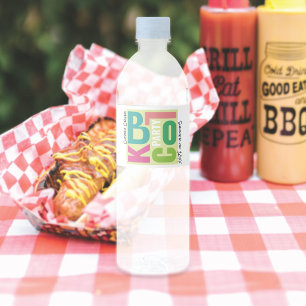 Summer Block Party Retro Type Neighbourhood Event Water Bottle Label