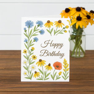 Summer Blooms Birthday Wishes Card